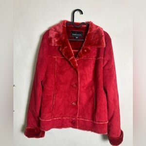Red Suede Moda International Patchwork Jacket Medium Vintage 90s Y2K